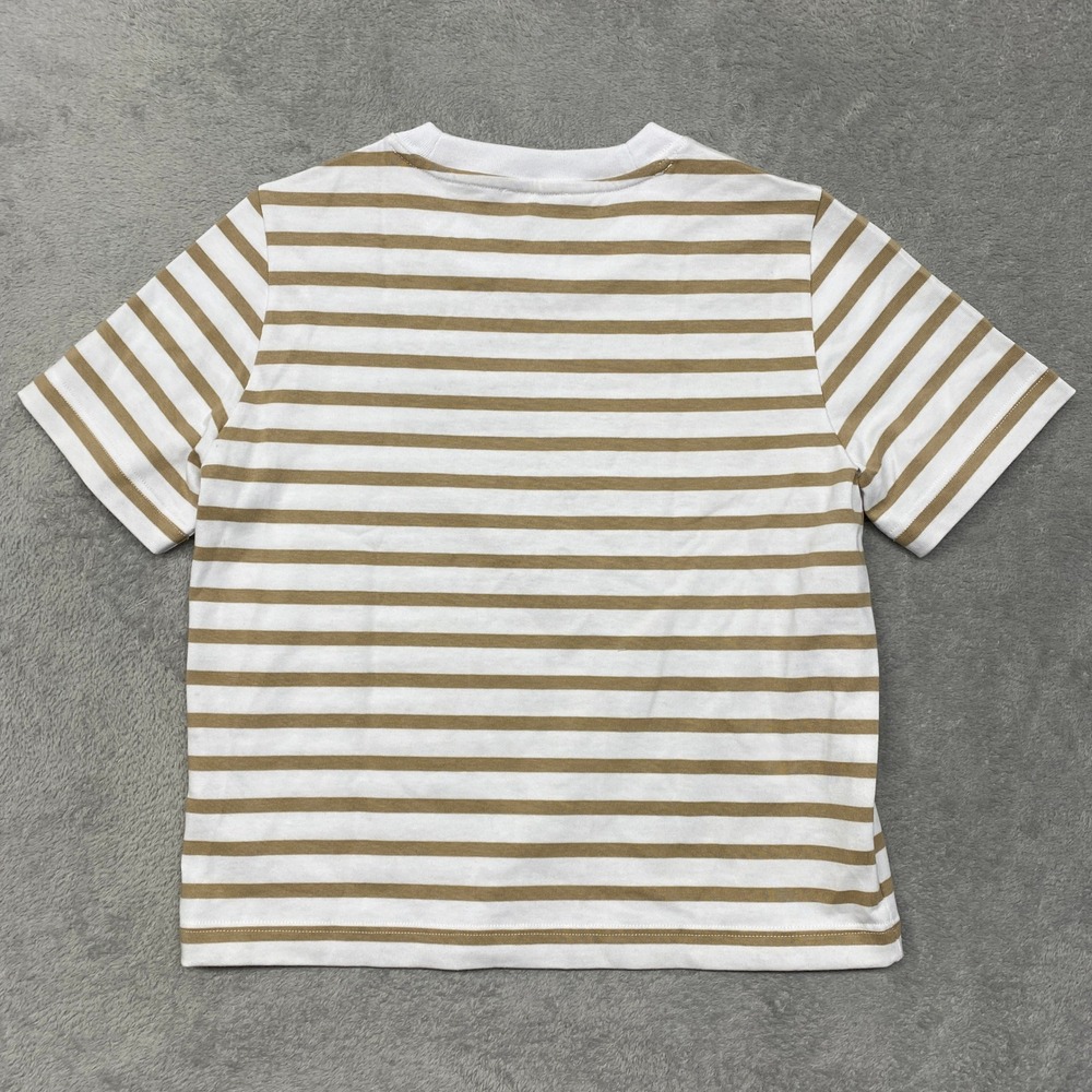 Madewell Tee Womens Medium Tan White Striped Heavyweight Cotton Jersey NZ396 - Picture 8 of 9